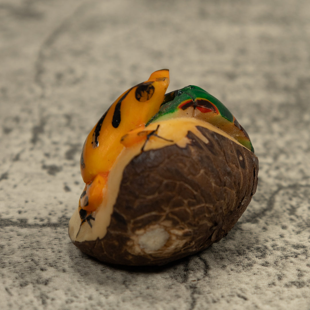 Gold And Black Frog Tagua Carving