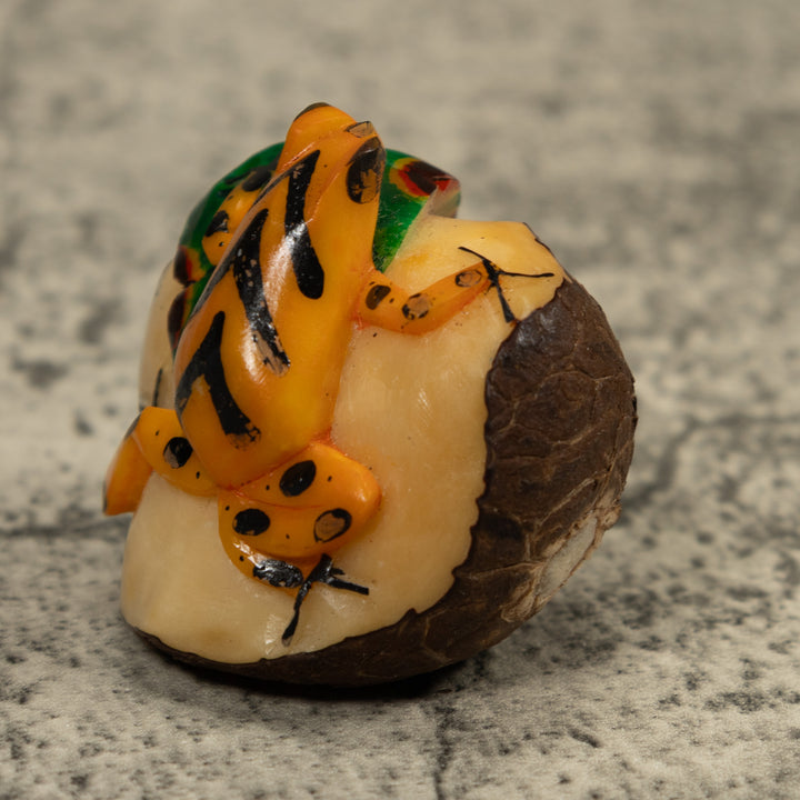 Gold And Black Frog Tagua Carving