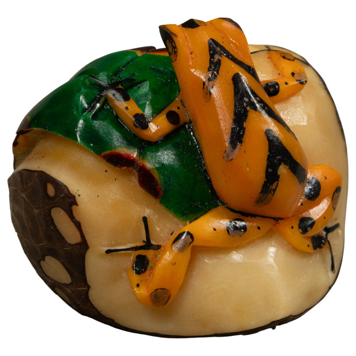 Gold And Black Frog Tagua Carving