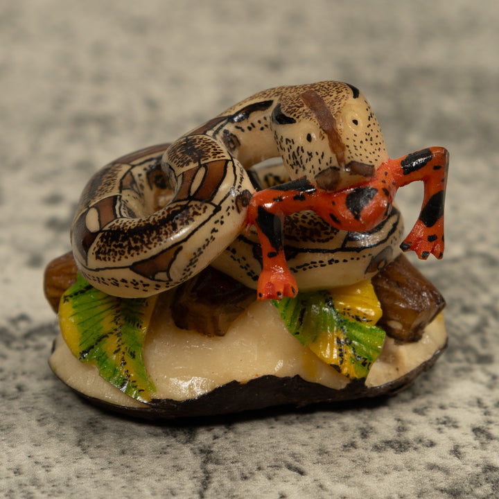Snake Eating A Frog Tagua Carving