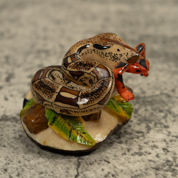 Snake Eating A Frog Tagua Carving