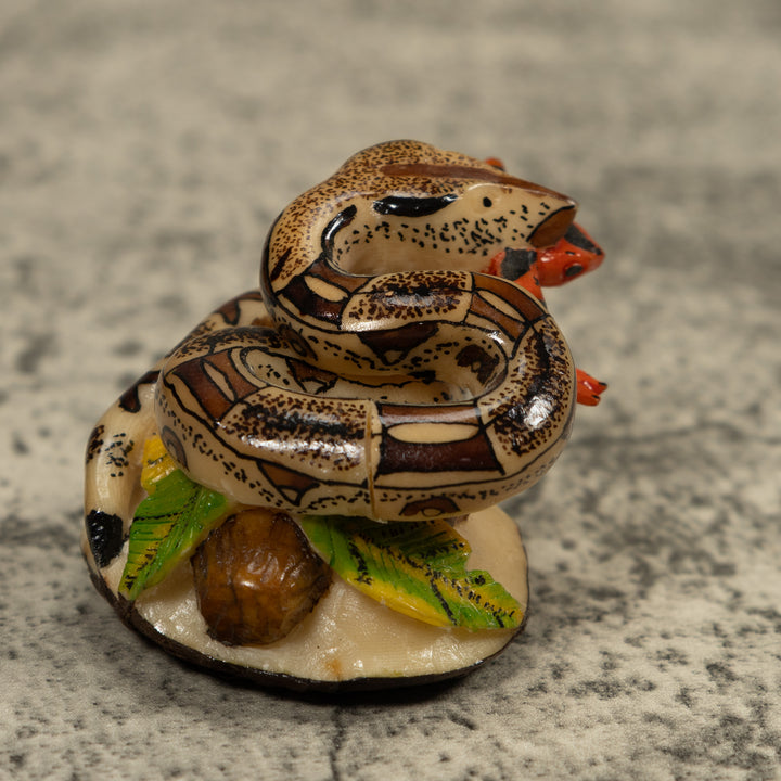 Snake Eating A Frog Tagua Carving