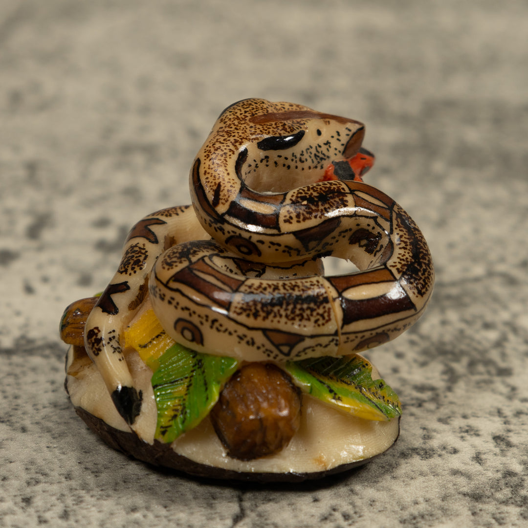 Snake Eating A Frog Tagua Carving