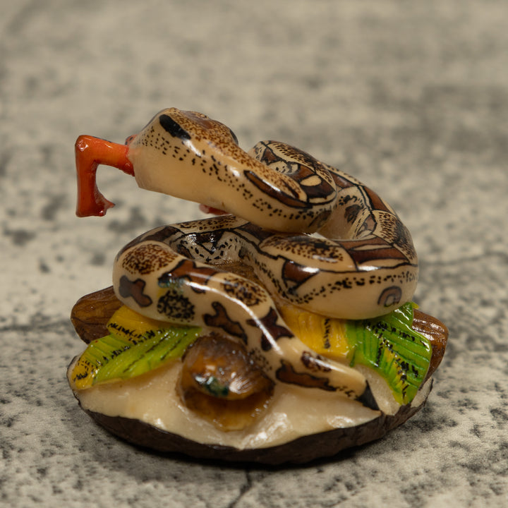 Snake Eating A Frog Tagua Carving