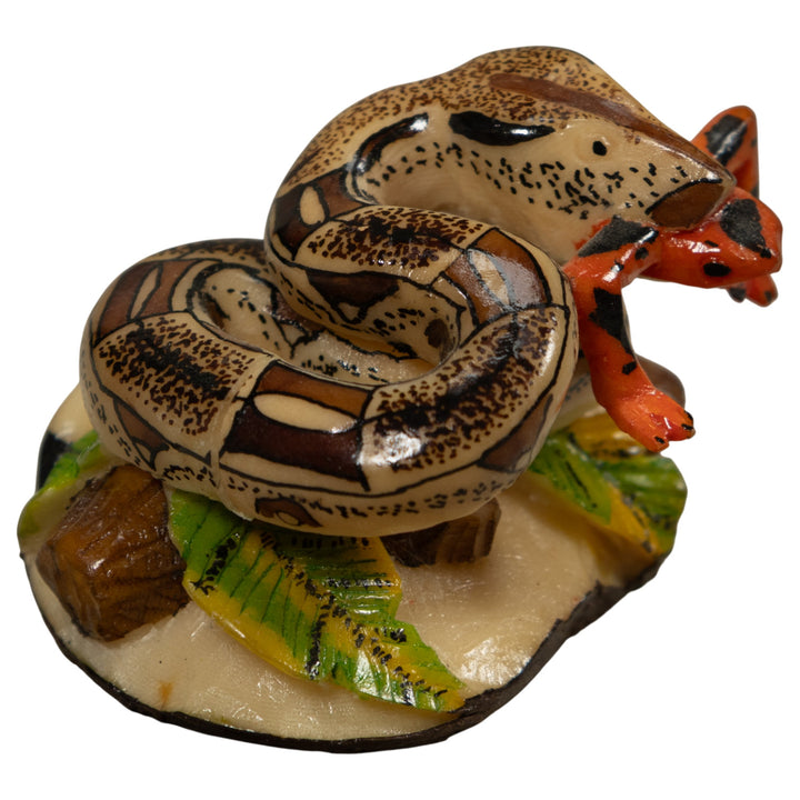 Snake Eating A Frog Tagua Carving