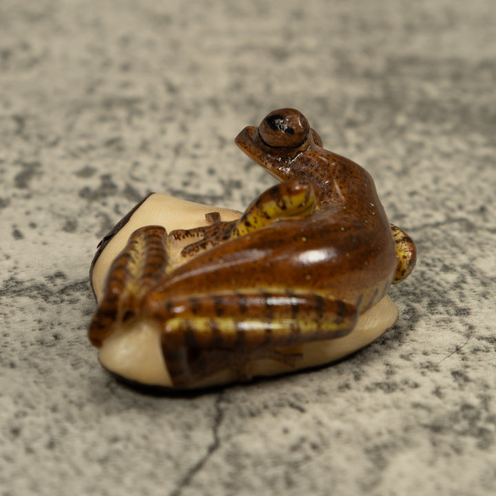 Brown Frog Tagua Carving