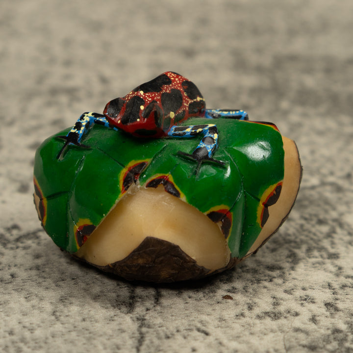 Red And Blue Frog Tagua Carving