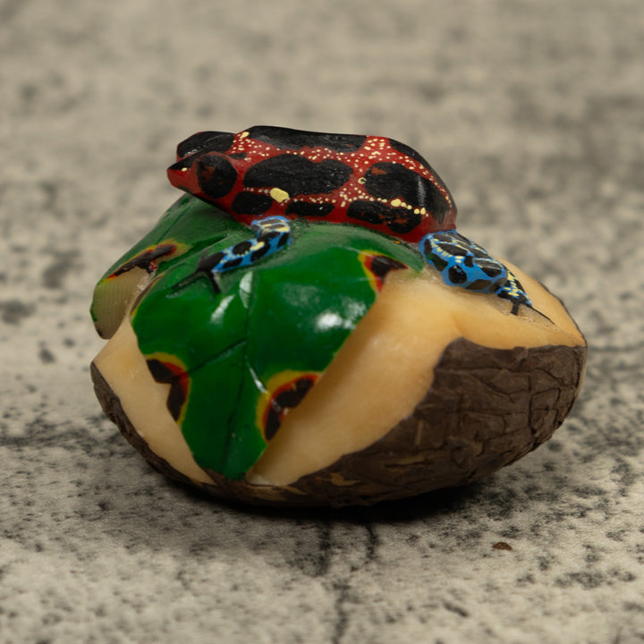 Red And Blue Frog Tagua Carving