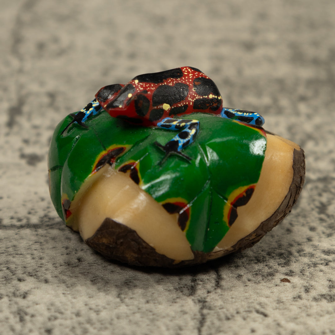 Red And Blue Frog Tagua Carving