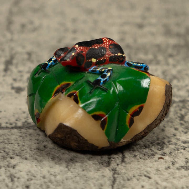 Red And Blue Frog Tagua Carving