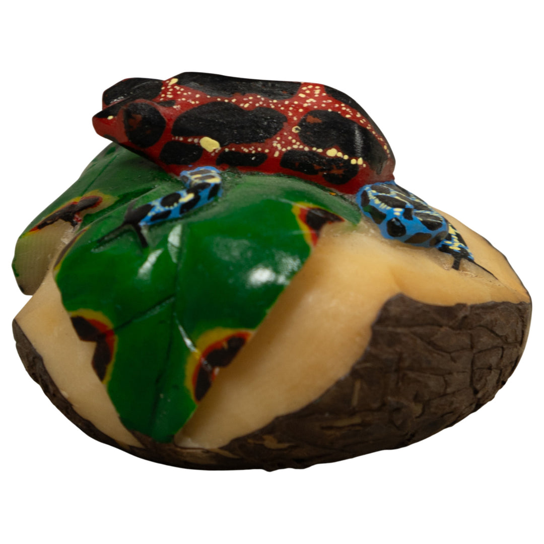 Red And Blue Frog Tagua Carving