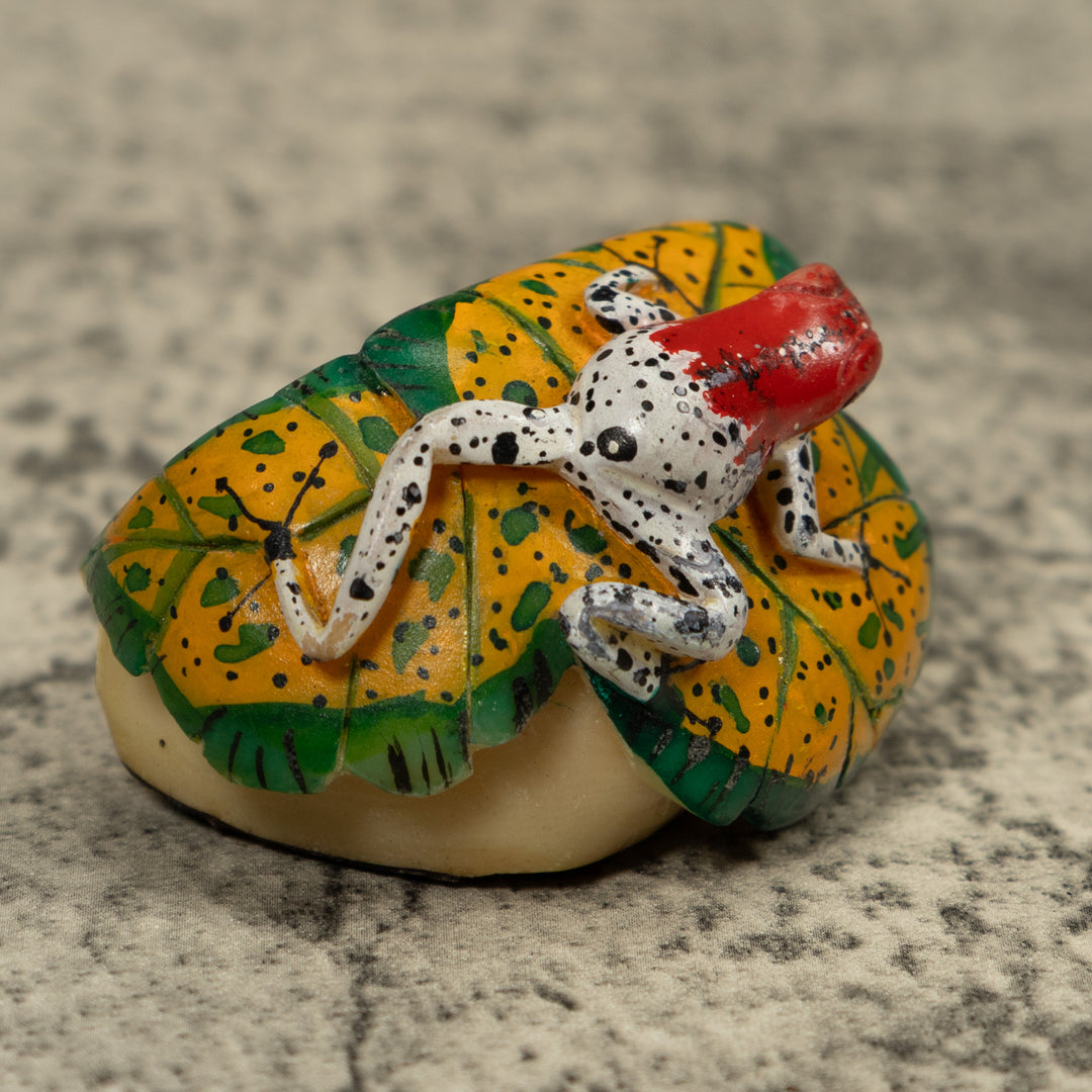 Red And White Frog Tagua Carving