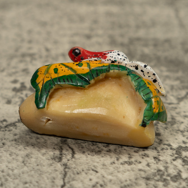 Red And White Frog Tagua Carving