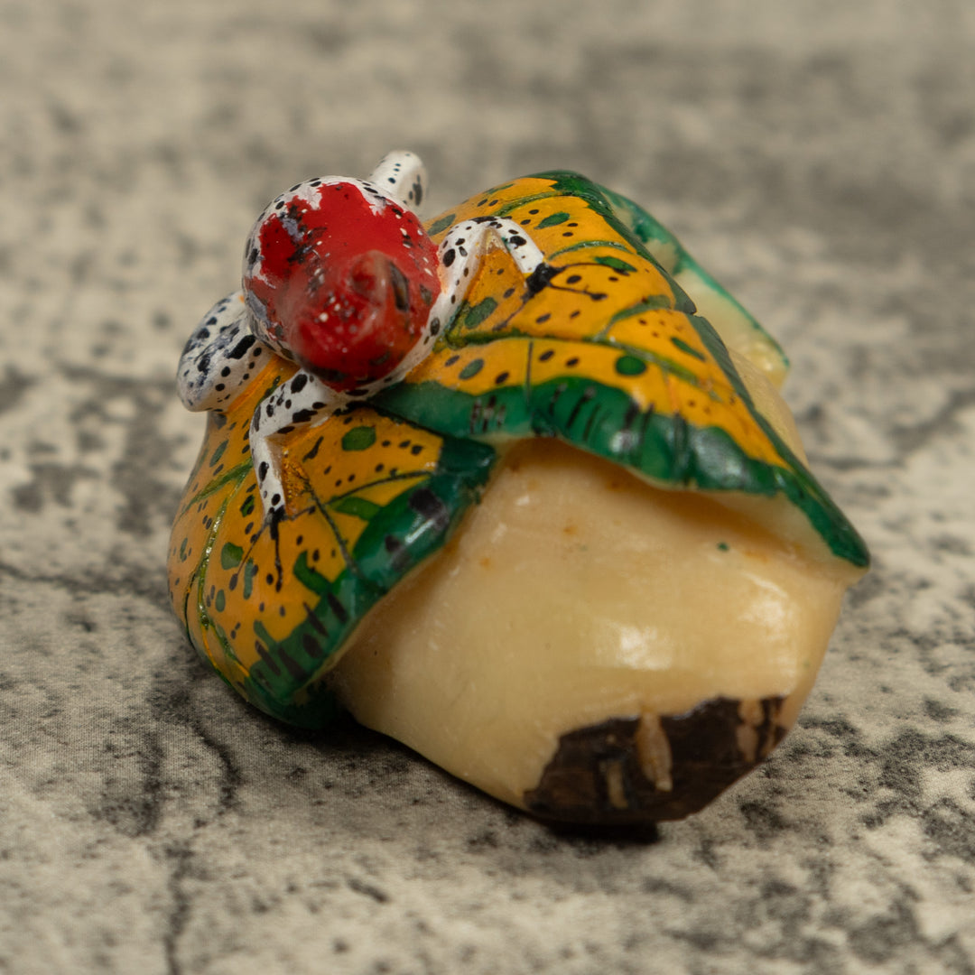 Red And White Frog Tagua Carving