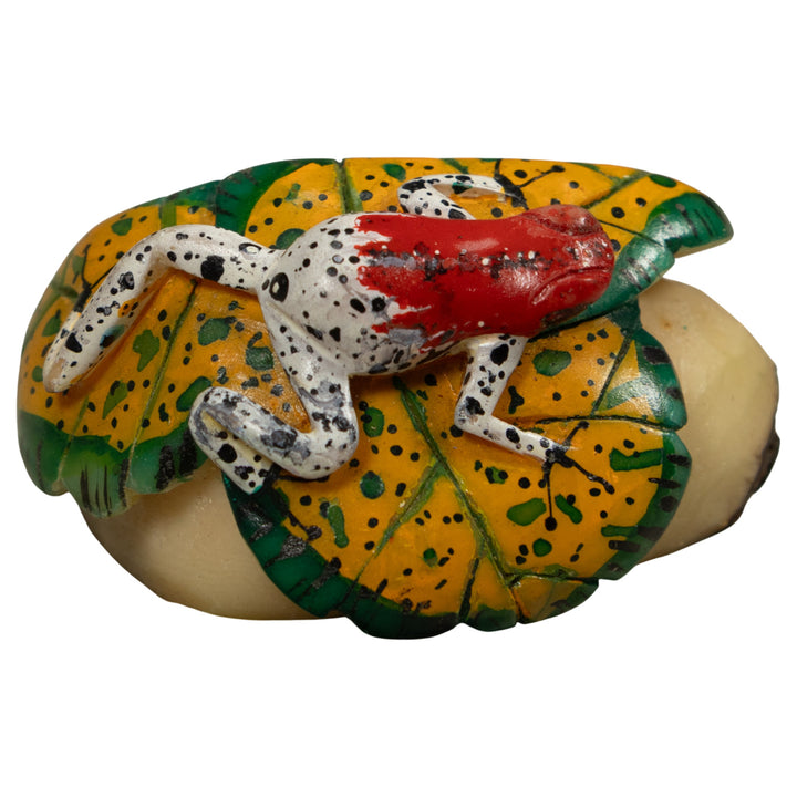 Red And White Frog Tagua Carving