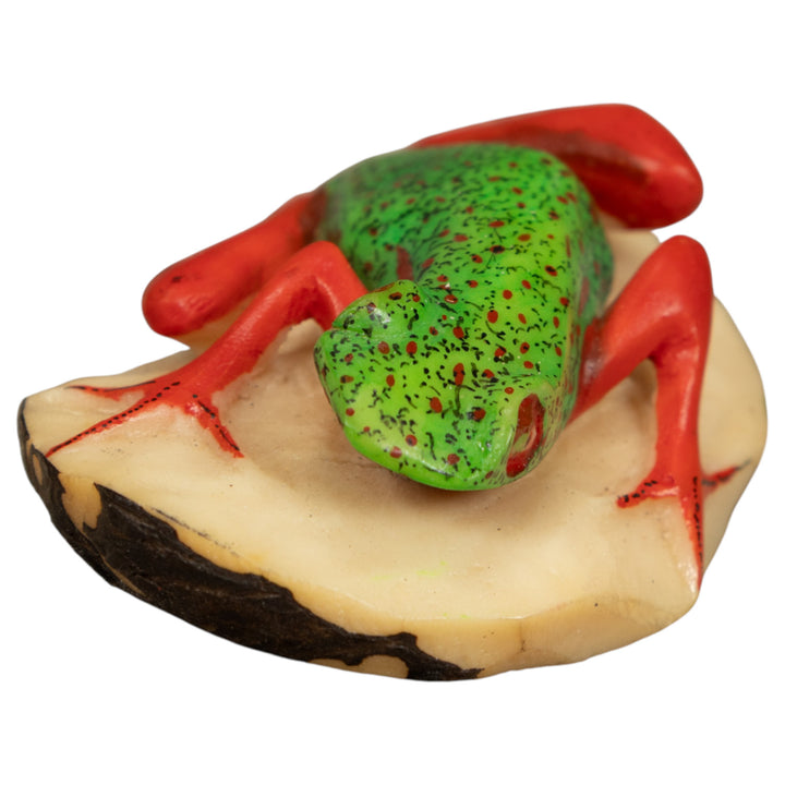 Vintage Red And Green Poison Dart Frog Tagua Carving