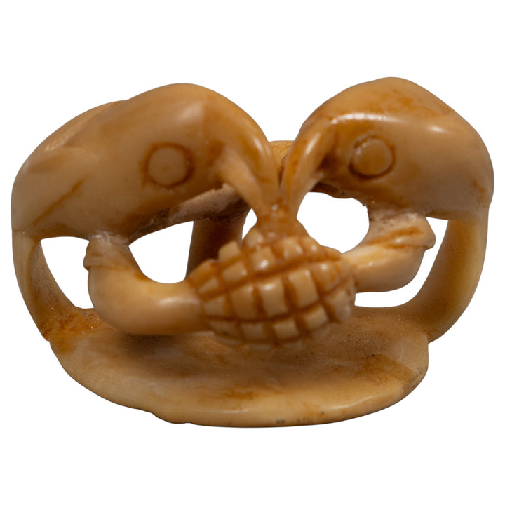 Vintage Natural Parrot Bird Tagua Carving