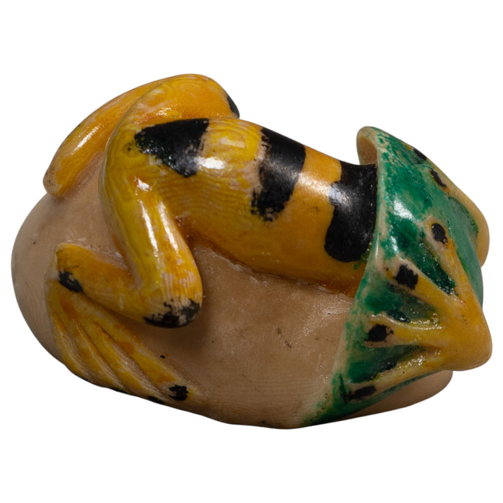 Vintage Black And Gold Poison Dart Frog Tagua Carving