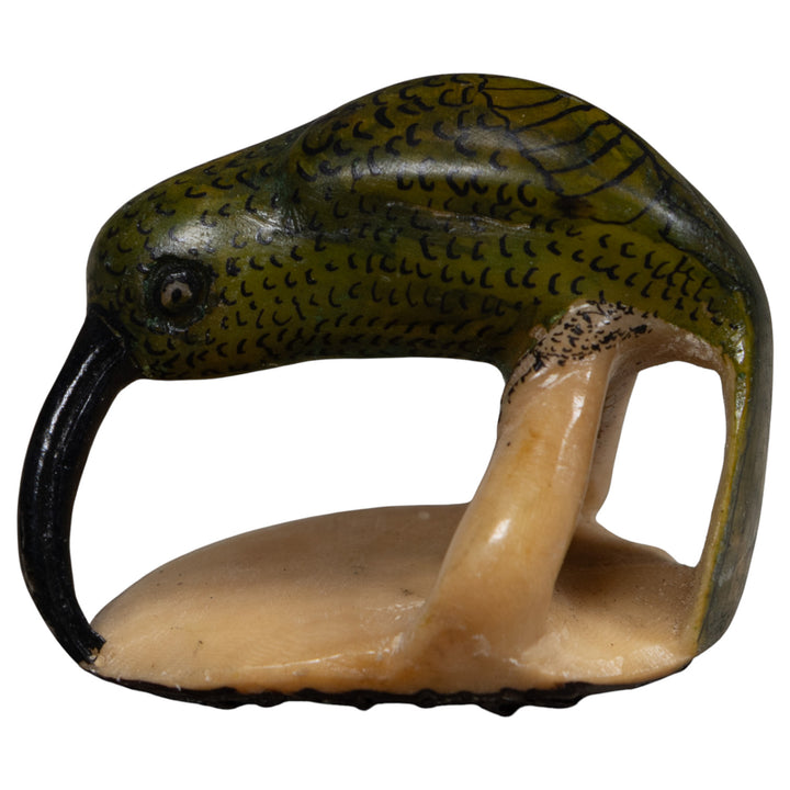 Vintage Black And Green Hummingbird Tagua Carving