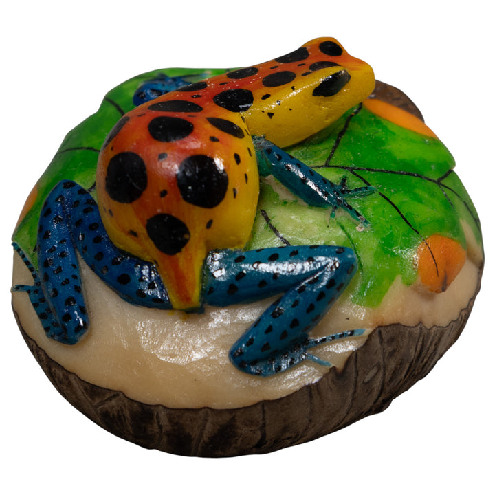 Orange Yellow And Blue Poison Dart Frog Tagua Carving