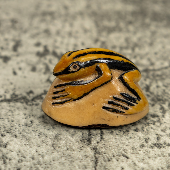 Vintage Black And Gold Rainforest Frog Tagua Carving