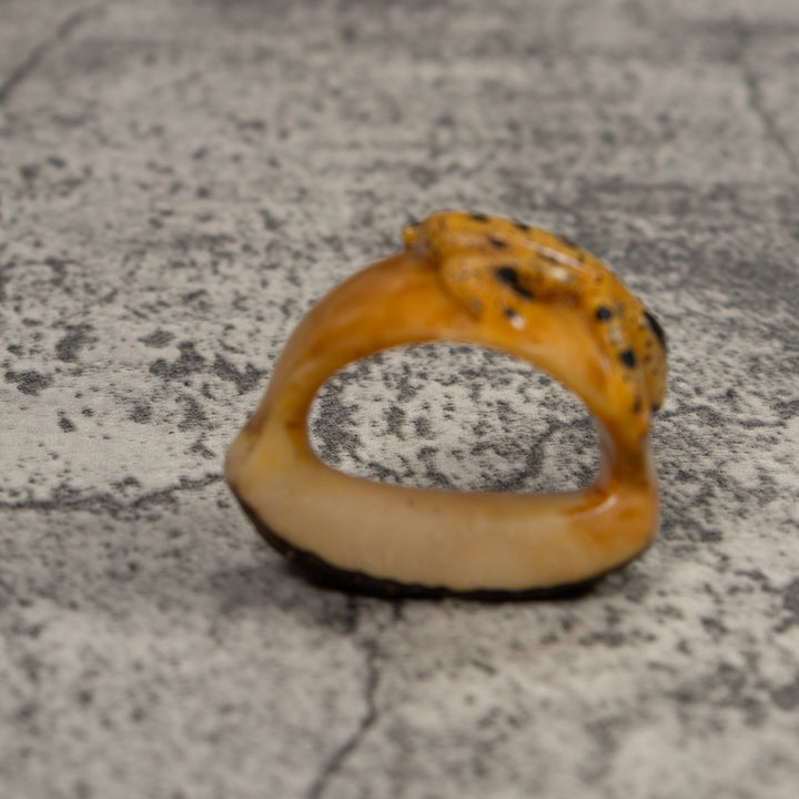 Vintage Black And Gold Poison Dart Frog Tagua Carving