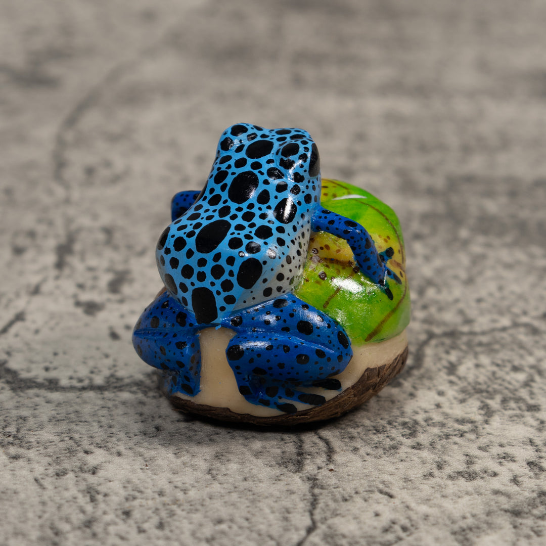 Blue And Black Poison Dart Frog Tagua Carving