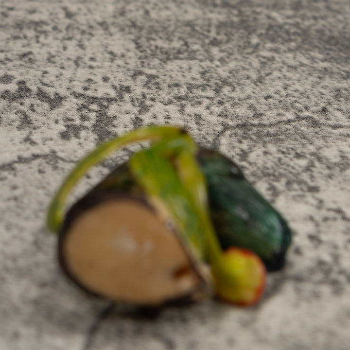 Vintage Dark Green And Red Hummingbird Tagua Carving