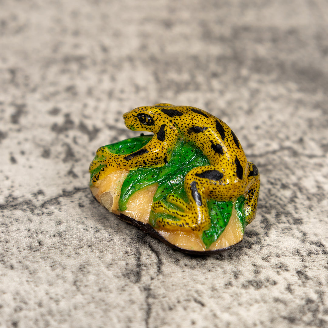 Gold Black And Green Poison Dart Frog Tagua Carving