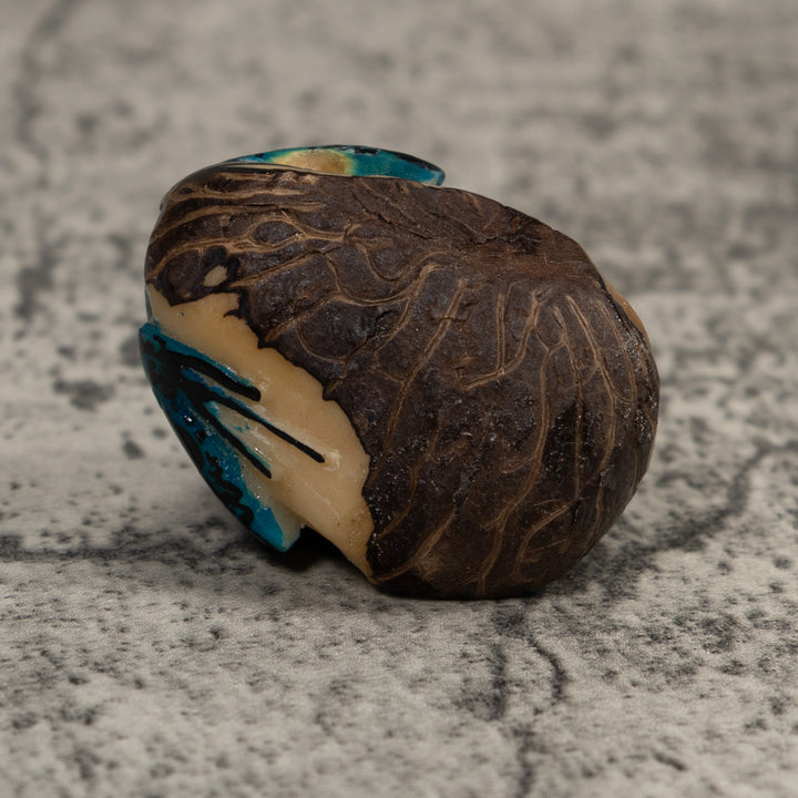 Vintage Dark Blue Frog Tagua Carving