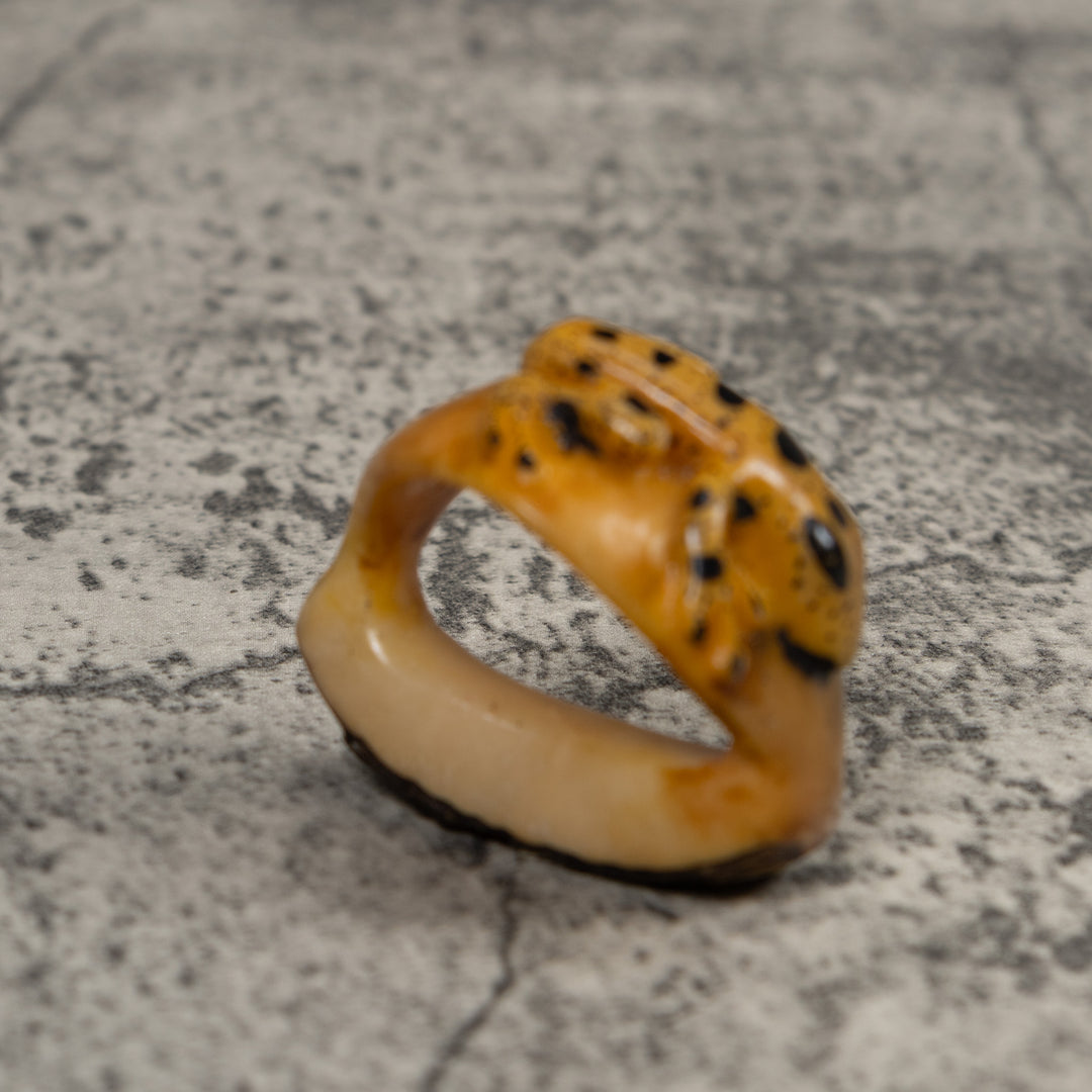 Vintage Black And Gold Poison Dart Frog Tagua Carving