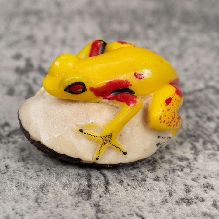 Yellow And Red Poison Dart Frog Tagua Carving
