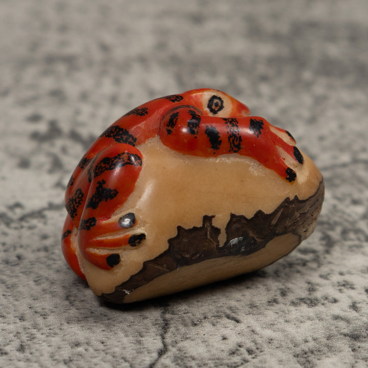 Vintage Red And Black Poison Dart Frog Tagua Carving