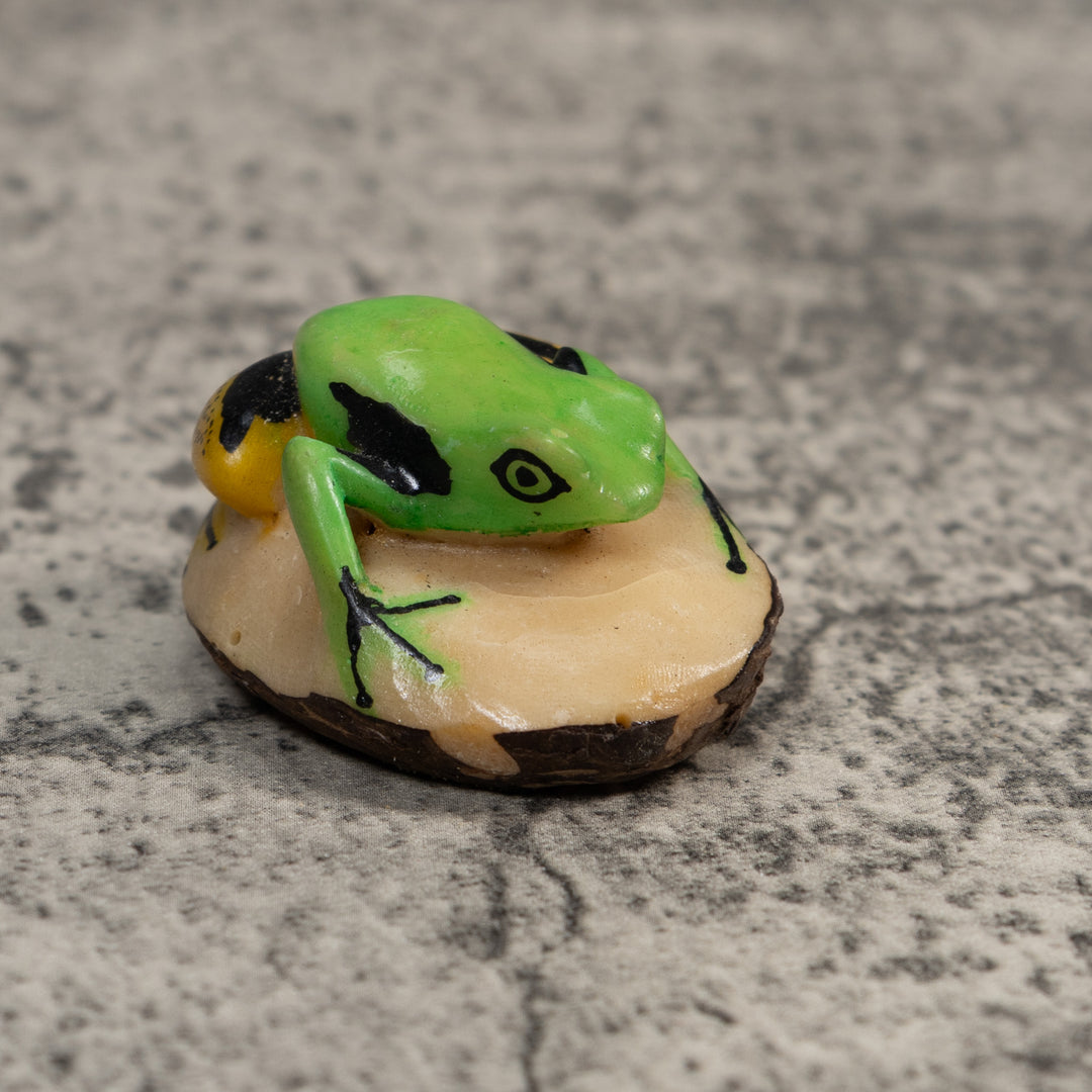 Green Gold And Black Poison Dart Frog Tagua Carving
