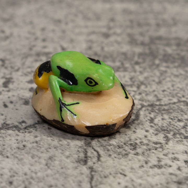 Green Gold And Black Poison Dart Frog Tagua Carving