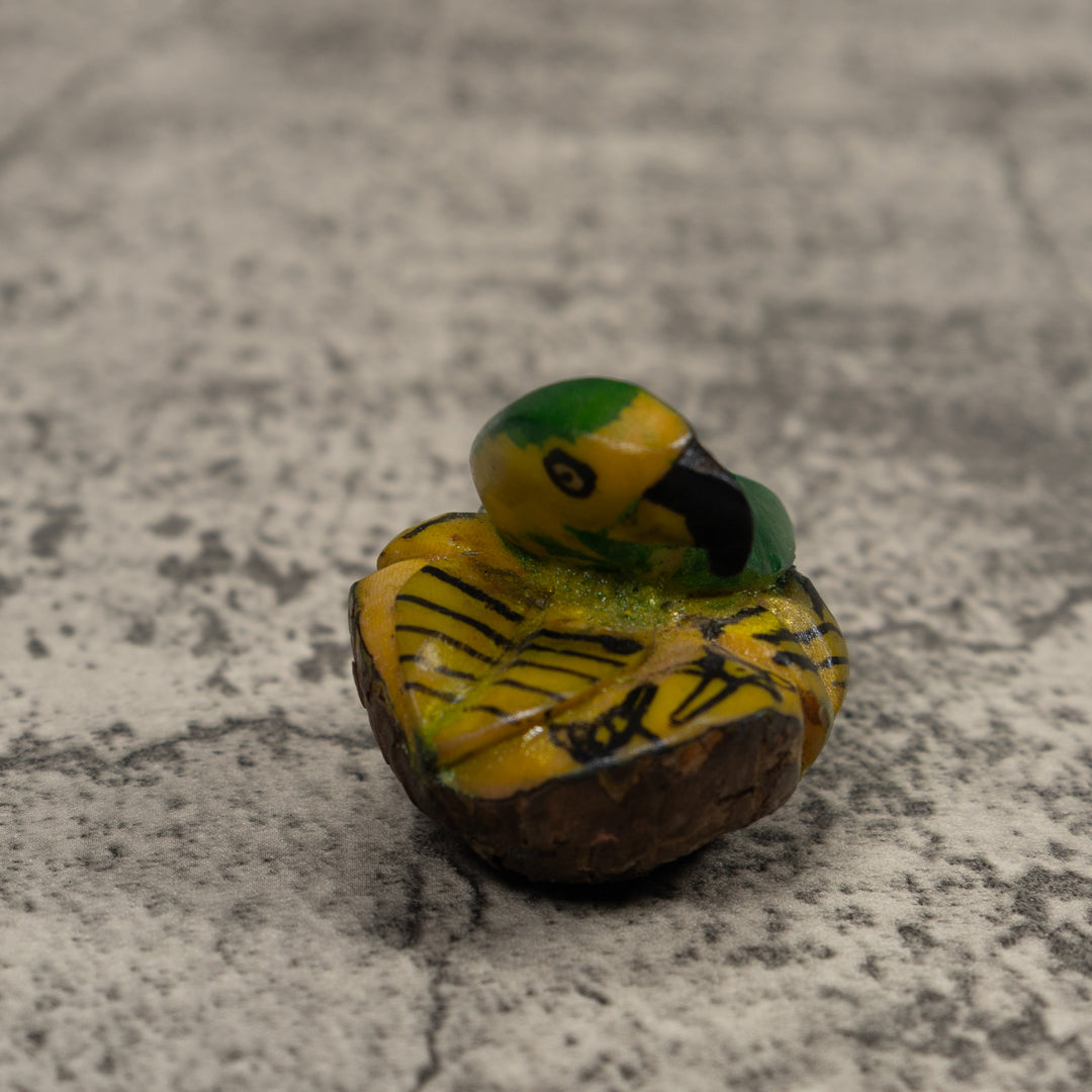 Vintage Green Parrot Bird Tagua Carving
