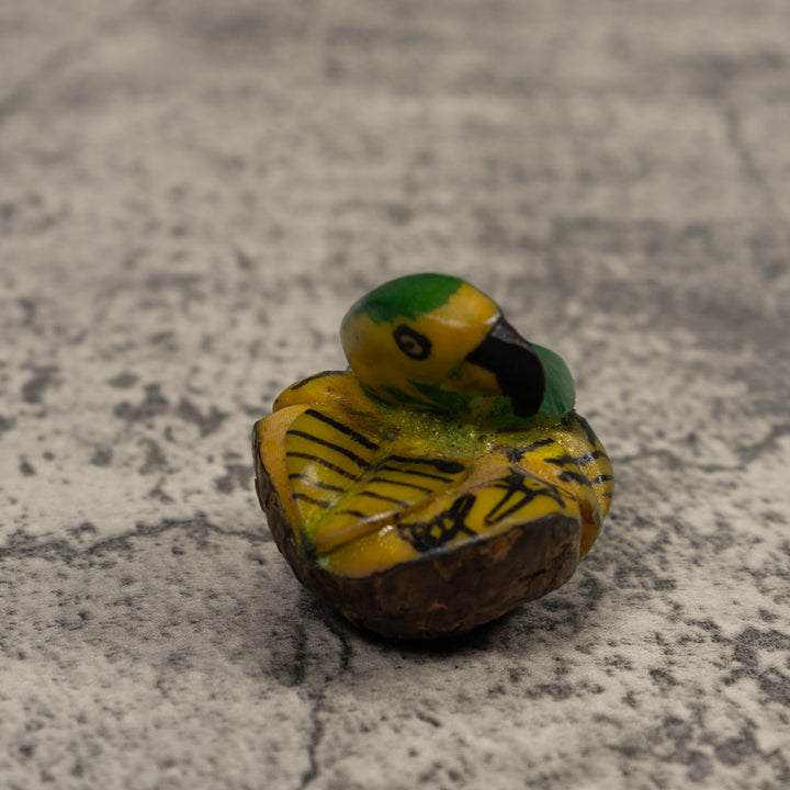 Vintage Green Parrot Bird Tagua Carving
