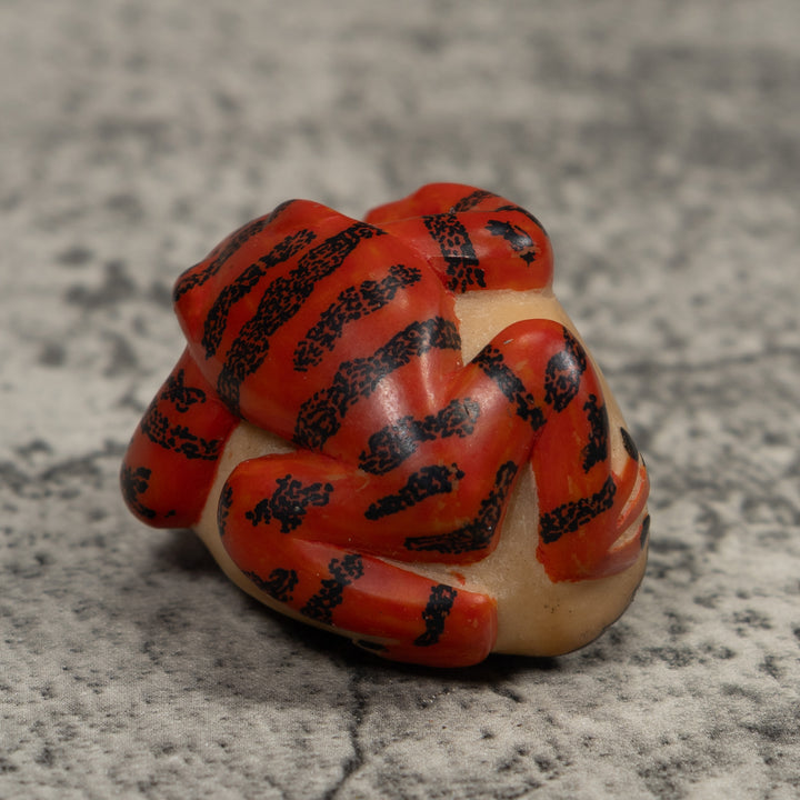 Vintage Red And Black Poison Dart Frog Tagua Carving