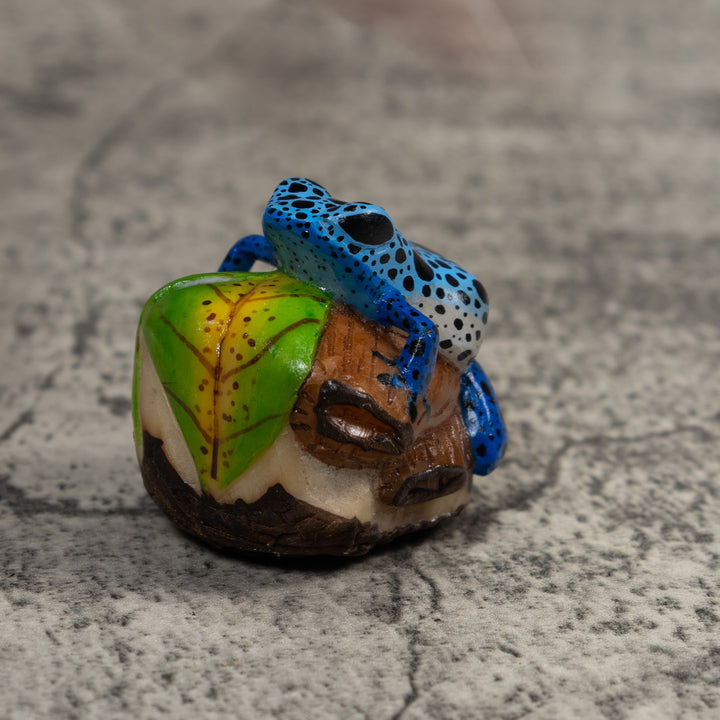 Blue And Black Poison Dart Frog Tagua Carving