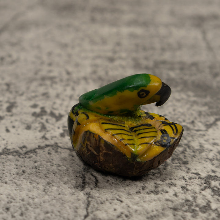 Vintage Green Parrot Bird Tagua Carving