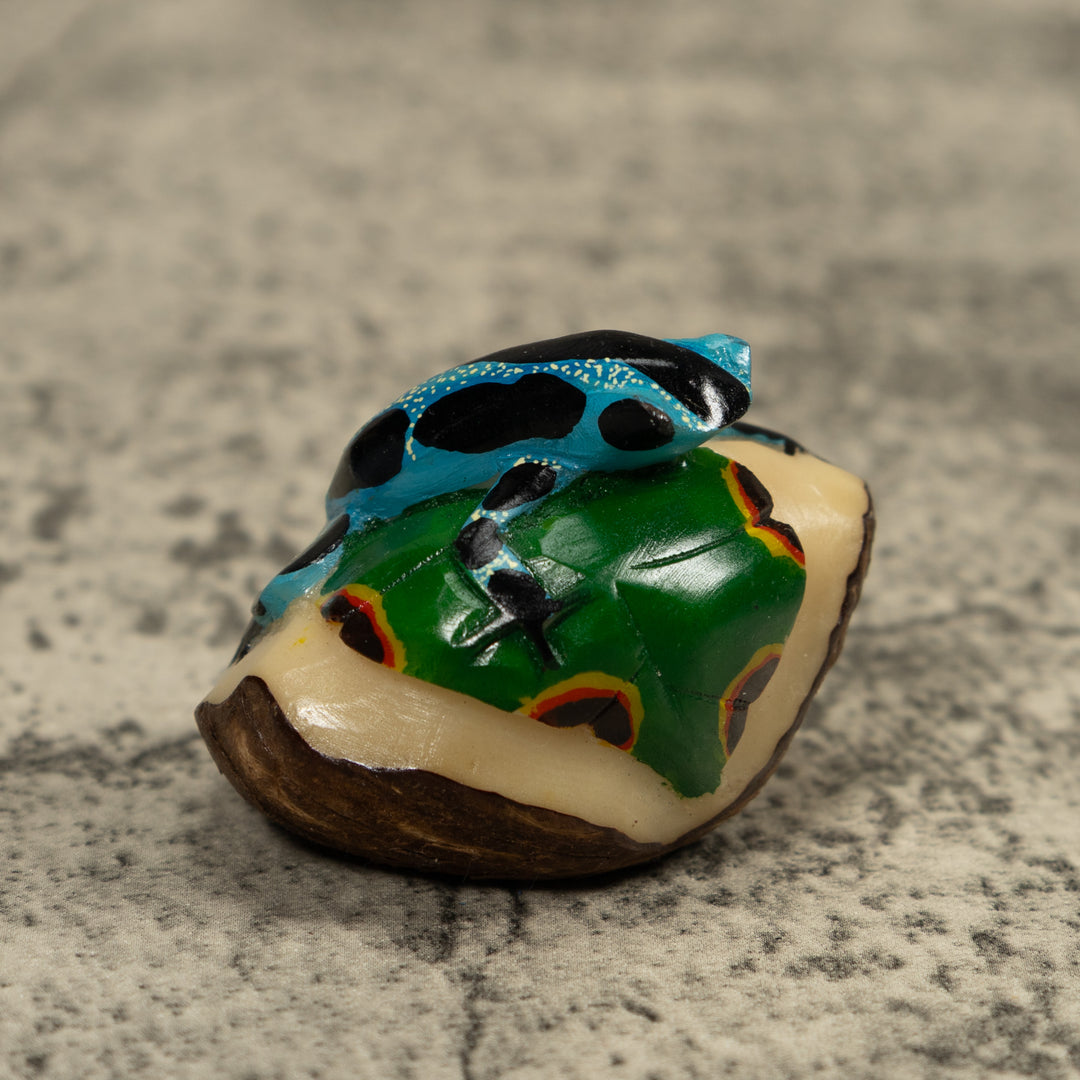 Blue And Black Poison Dart Frog Tagua Carving