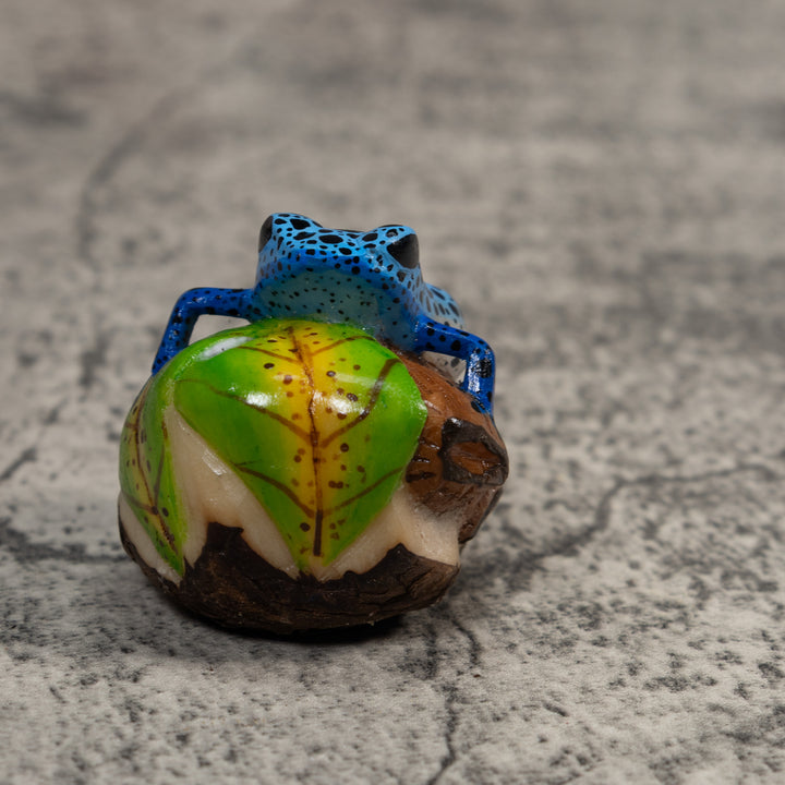 Blue And Black Poison Dart Frog Tagua Carving