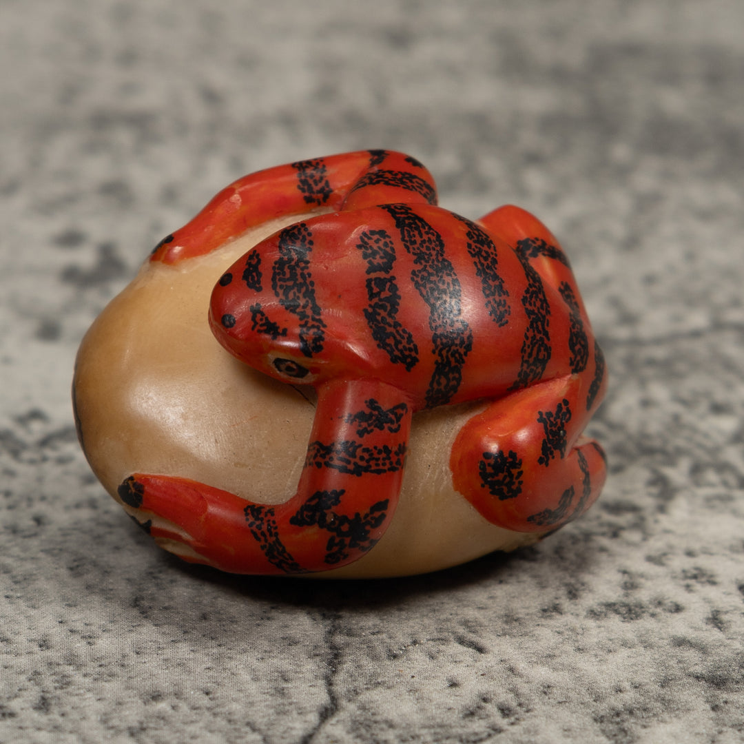 Vintage Red And Black Poison Dart Frog Tagua Carving