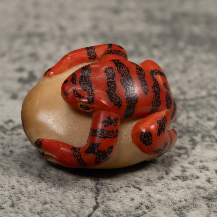 Vintage Red And Black Poison Dart Frog Tagua Carving