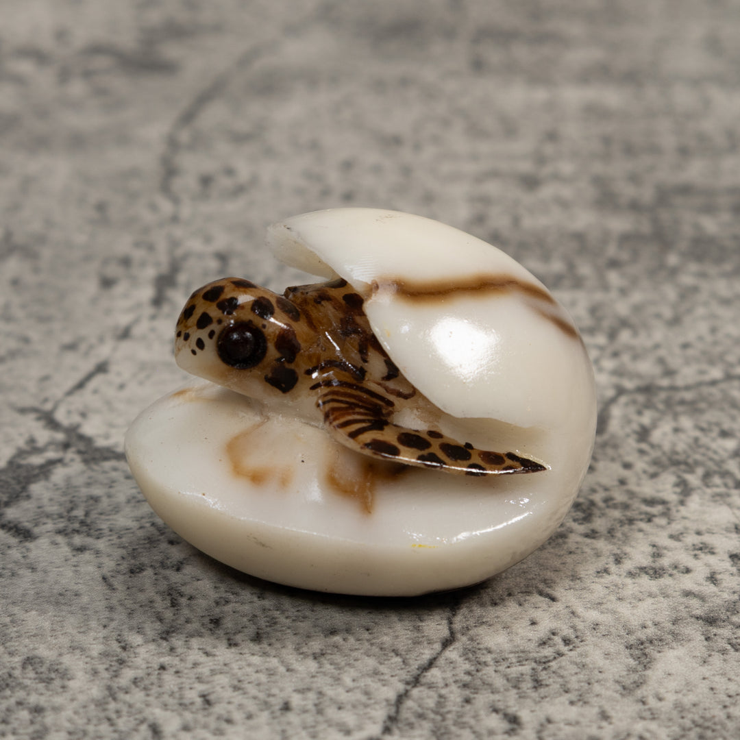 Sea Turtle With Egg Tagua Carving