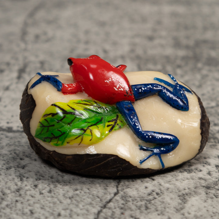 Red And Blue Poison Dart Frog Tagua Carving
