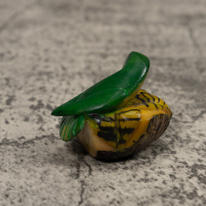 Vintage Green Parrot Bird Tagua Carving
