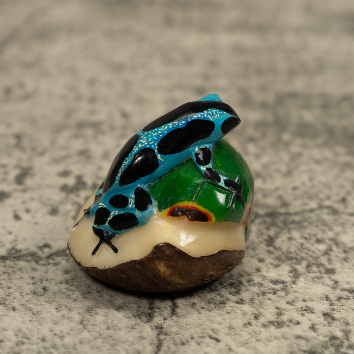 Blue And Black Poison Dart Frog Tagua Carving