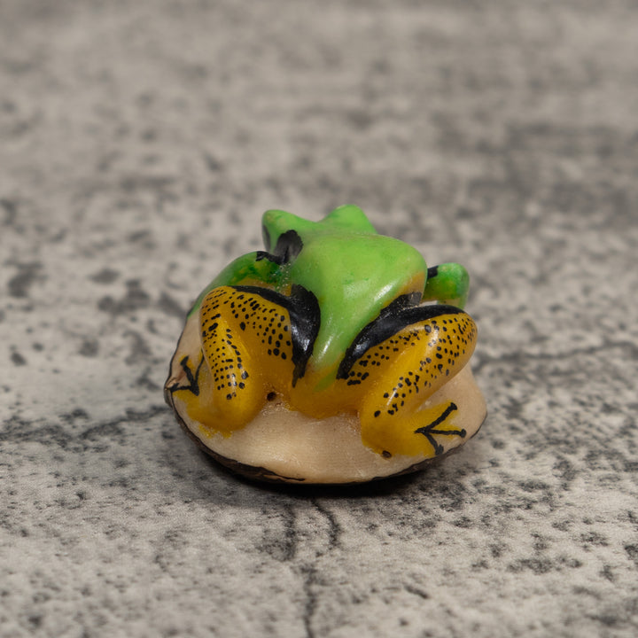 Green Gold And Black Poison Dart Frog Tagua Carving