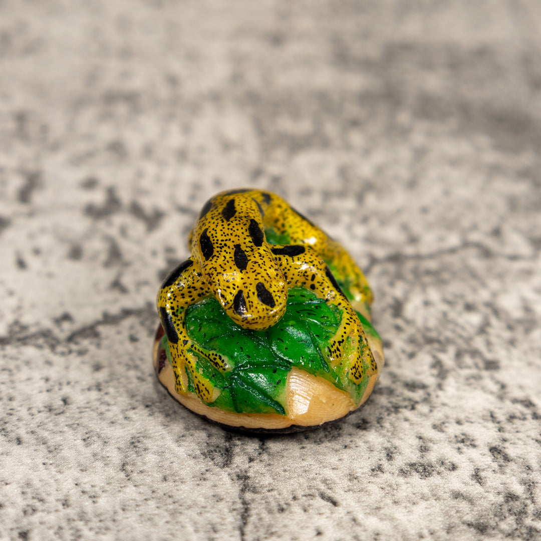 Gold Black And Green Poison Dart Frog Tagua Carving